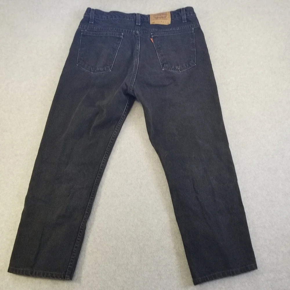 VTG Levi's 505‎ Jeans Mens 38x30 Fits 34x26 Black Orange Tab Hemmed Made in USA